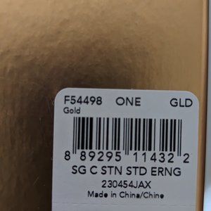 COACH SIGNATURE GOLD OPEN CIRCLE STUD EARRINGS WITH CRYSTAL-NEW IN GIFT BOX